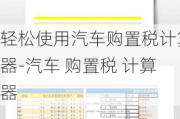 轻松使用汽车购置税计算器-汽车 购置税 计算器