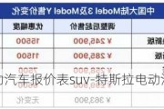 特斯拉电动汽车报价表suv-特斯拉电动汽车suv车型报价