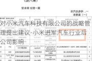 对小米汽车科技有限公司的战略管理提出建议-小米进军汽车行业后公司影响