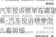 汽车投诉榜单在哪里看-汽车投诉榜单怎么看明细