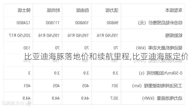 比亚迪海豚落地价和续航里程,比亚迪海豚定价