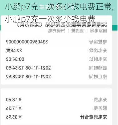 小鹏p7充一次多少钱电费正常,小鹏p7充一次多少钱电费