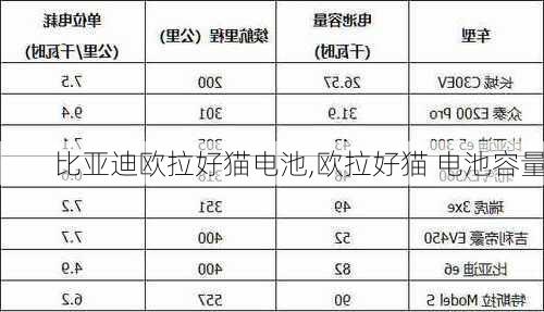 比亚迪欧拉好猫电池,欧拉好猫 电池容量