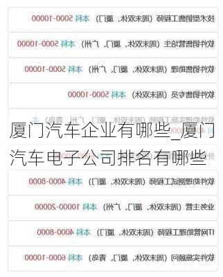 厦门汽车企业有哪些_厦门汽车电子公司排名有哪些