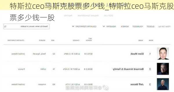 特斯拉ceo马斯克股票多少钱_特斯拉ceo马斯克股票多少钱一股