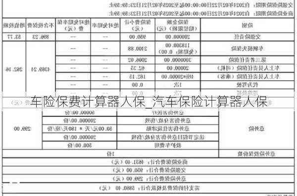 车险保费计算器人保_汽车保险计算器人保