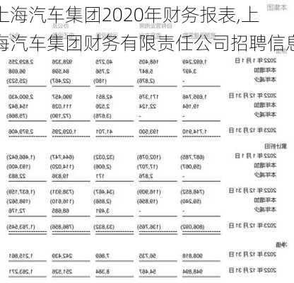 上海汽车集团2020年财务报表,上海汽车集团财务有限责任公司招聘信息