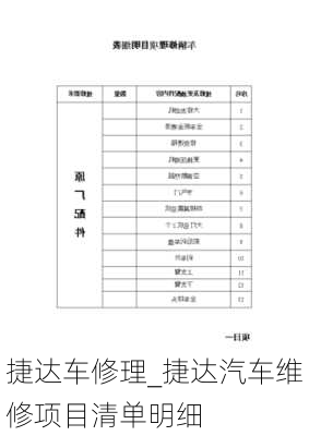 捷达车修理_捷达汽车维修项目清单明细