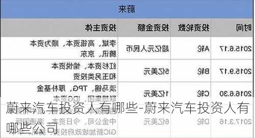 蔚来汽车投资人有哪些-蔚来汽车投资人有哪些公司