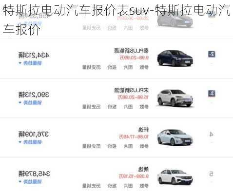 特斯拉电动汽车报价表suv-特斯拉电动汽车报价