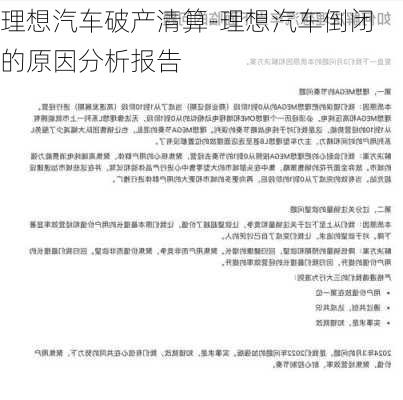 理想汽车破产清算-理想汽车倒闭的原因分析报告