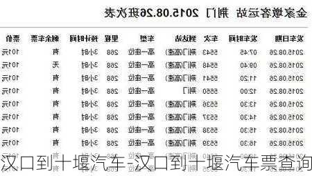 汉口到十堰汽车-汉口到十堰汽车票查询