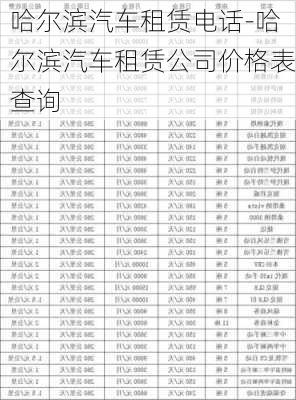 哈尔滨汽车租赁电话-哈尔滨汽车租赁公司价格表查询