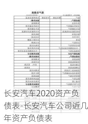 长安汽车2020资产负债表-长安汽车公司近几年资产负债表