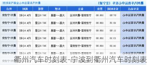 衢州汽车时刻表-宁波到衢州汽车时刻表