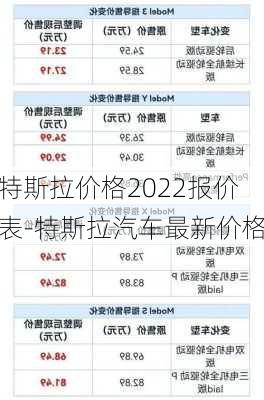 特斯拉价格2022报价表-特斯拉汽车最新价格