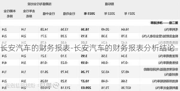 长安汽车的财务报表-长安汽车的财务报表分析结论