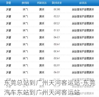 东莞总站到广州天河客运站-东莞汽车东站到广州天河客运站