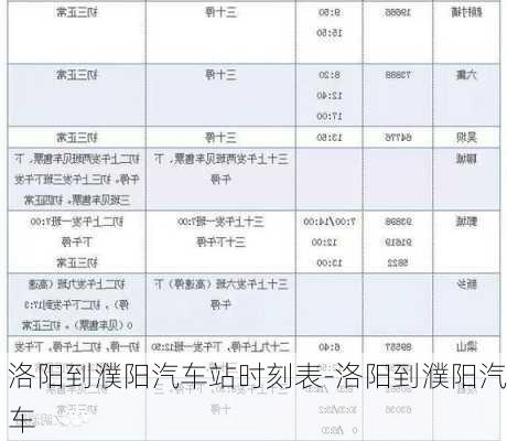 洛阳到濮阳汽车站时刻表-洛阳到濮阳汽车