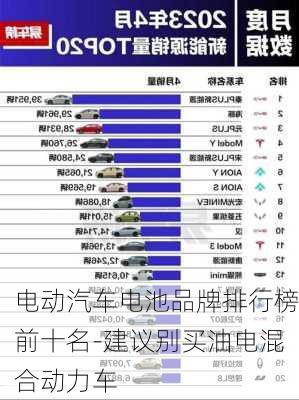 电动汽车电池品牌排行榜前十名-建议别买油电混合动力车