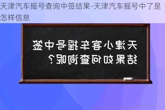 天津汽车摇号查询中签结果-天津汽车摇号中了是怎样信息