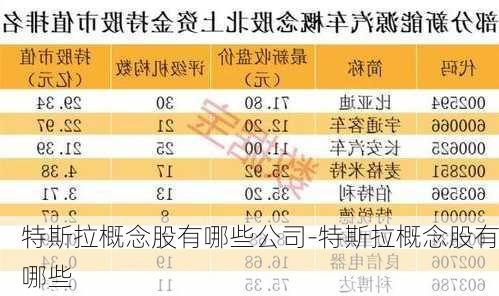 特斯拉概念股有哪些公司-特斯拉概念股有哪些