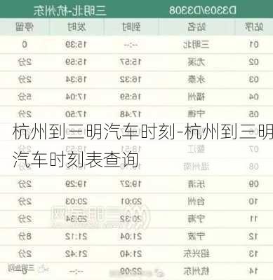 杭州到三明汽车时刻-杭州到三明汽车时刻表查询