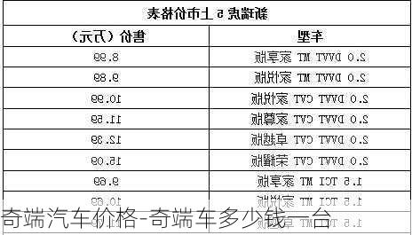 奇端汽车价格-奇端车多少钱一台