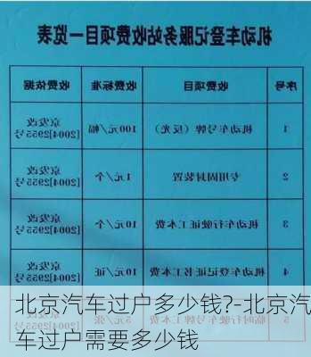 北京汽车过户多少钱?-北京汽车过户需要多少钱