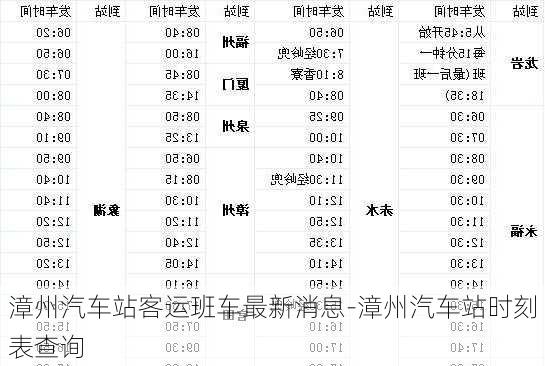 漳州汽车站客运班车最新消息-漳州汽车站时刻表查询