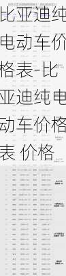 比亚迪纯电动车价格表-比亚迪纯电动车价格表 价格