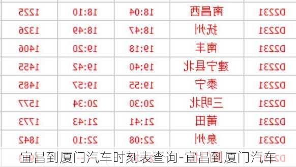 宜昌到厦门汽车时刻表查询-宜昌到厦门汽车