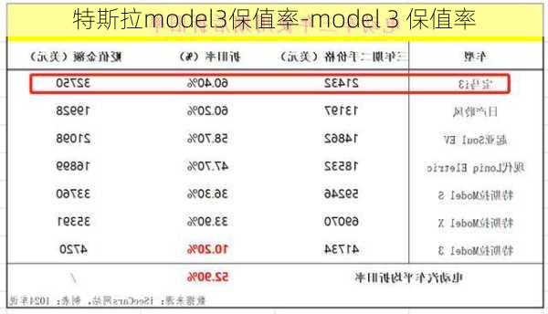 特斯拉model3保值率-model 3 保值率