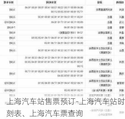 上海汽车站售票预订-上海汽车站时刻表、上海汽车票查询