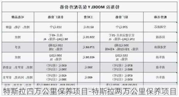 特斯拉四万公里保养项目-特斯拉两万公里保养项目