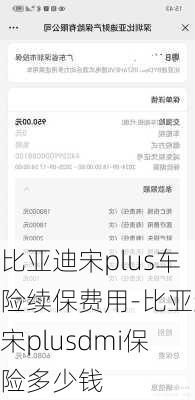 比亚迪宋plus车险续保费用-比亚迪宋plusdmi保险多少钱