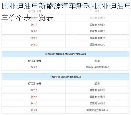 比亚迪油电新能源汽车新款-比亚迪油电车价格表一览表