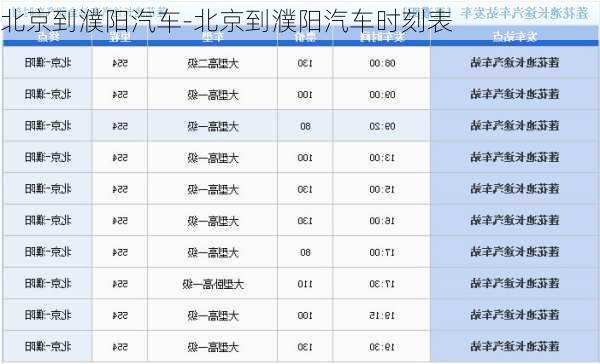 北京到濮阳汽车-北京到濮阳汽车时刻表