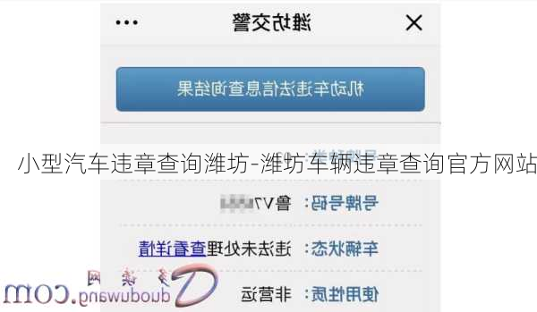 小型汽车违章查询潍坊-潍坊车辆违章查询官方网站