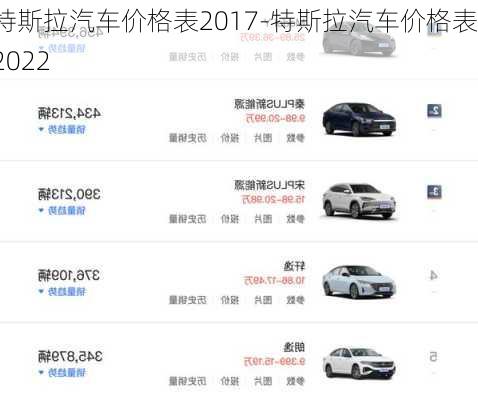 特斯拉汽车价格表2017-特斯拉汽车价格表2022