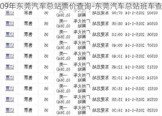 09年东莞汽车总站票价查询-东莞汽车总站班车查